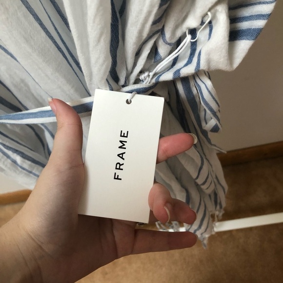 Frame | NWT Fringe Hem Stripe Cover Up Caftan Dress Size OS - Picture 5 of 8